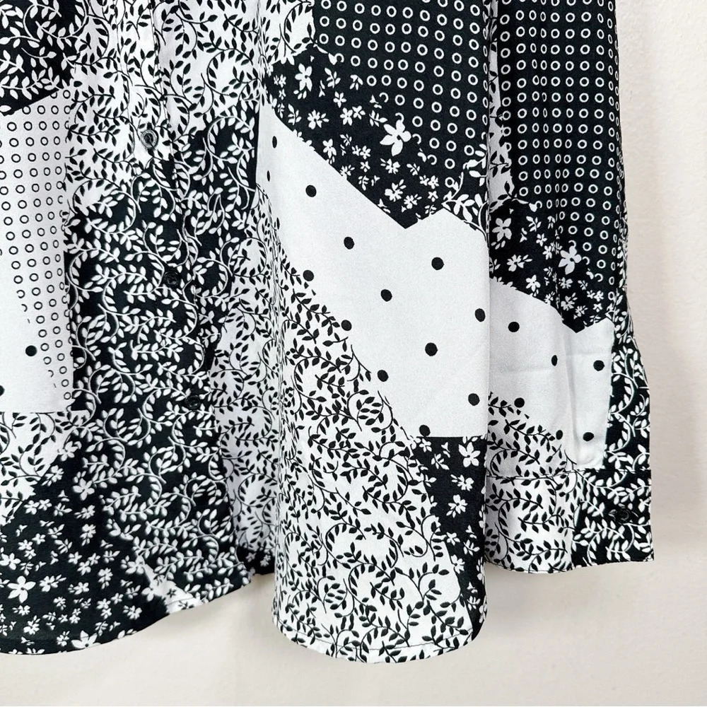 Calvin Klein Womens Size Xlarge Patchwork Print Over Button Relaxed Shirt - Picture 5 of 13